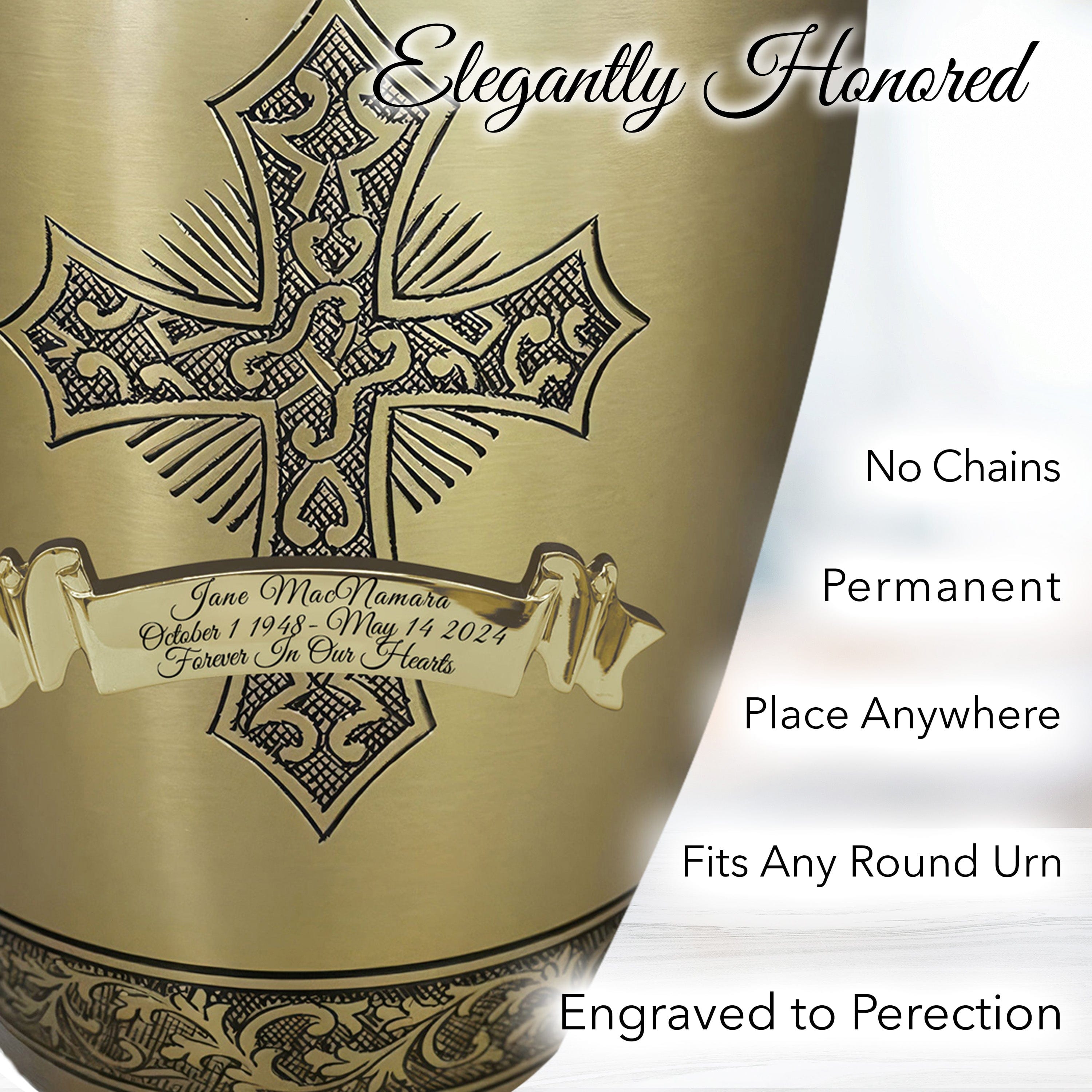 Love of Christ Gold Cross Extra Large Urn or Companion Urn – Extra Large Urns for Human Ashes | XL Urn & XXL Urn