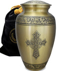Love of Christ Gold Cross Extra Large Urn or Companion Urn – Extra Large Urns for Human Ashes | XL Urn & XXL Urn