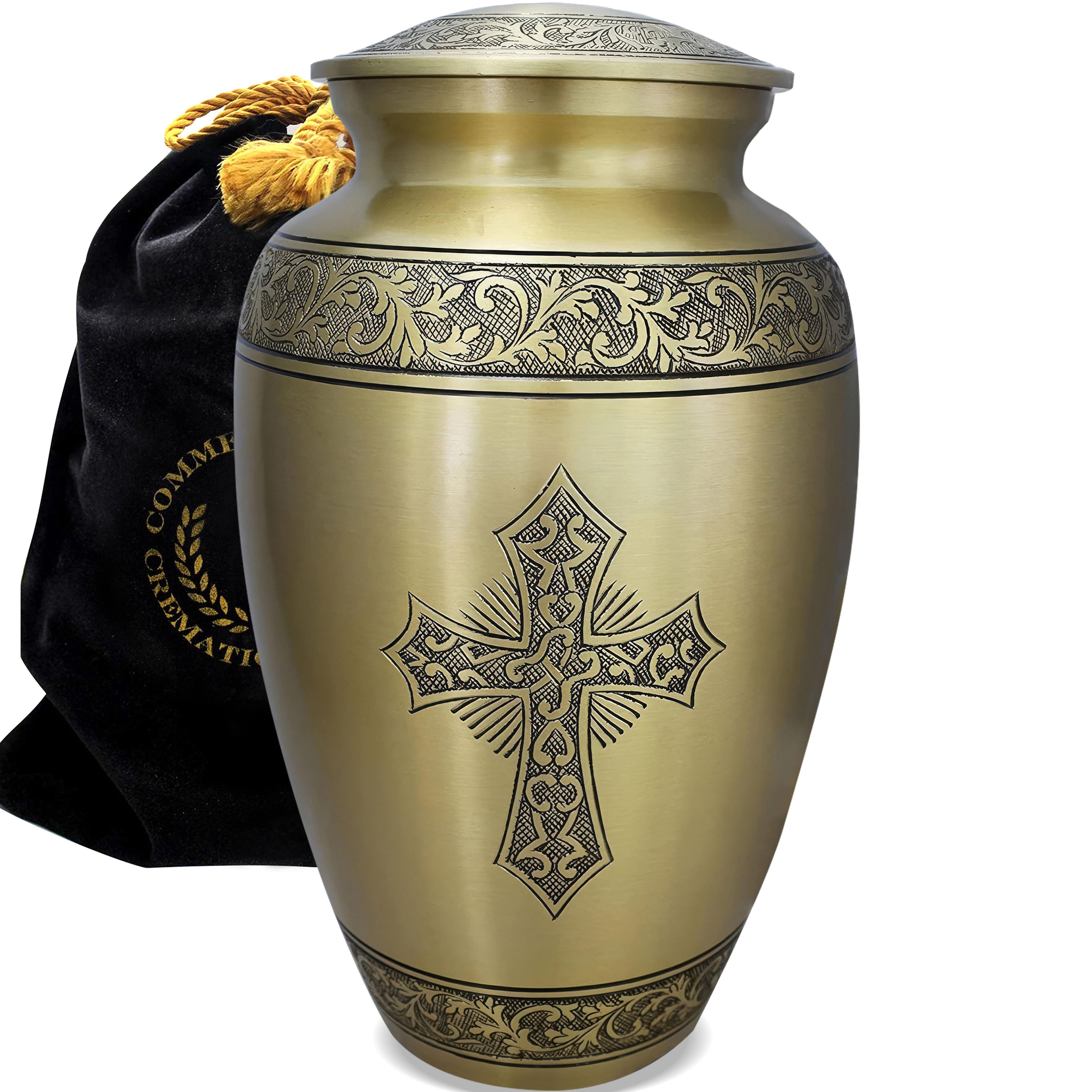 Love of Christ Gold Cross Extra Large Urn or Companion Urn – Extra Large Urns for Human Ashes | XL Urn & XXL Urn