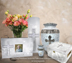 Love of Christ White Cross Cremation Urns for Human Ashes - Large Adult Funeral Urn