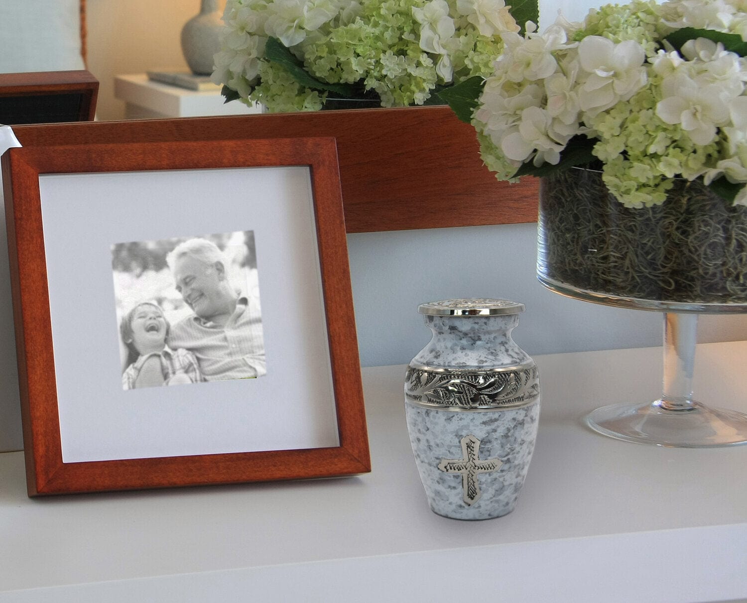 Love of Christ White Cross Cremation Urns for Human Ashes - Large Adult Funeral Urn