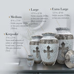 Love of Christ White Cross Cremation Urns for Human Ashes - Large Adult Funeral Urn