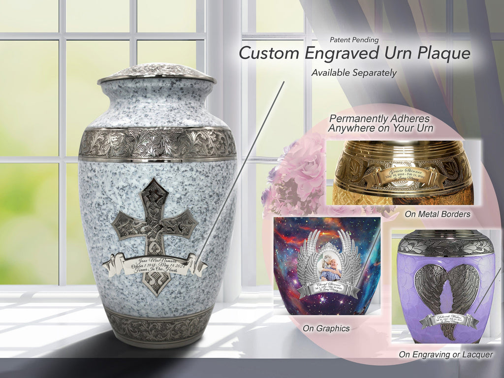 Love of Christ White Cross Cremation Urns for Human Ashes - Large Adult Funeral Urn