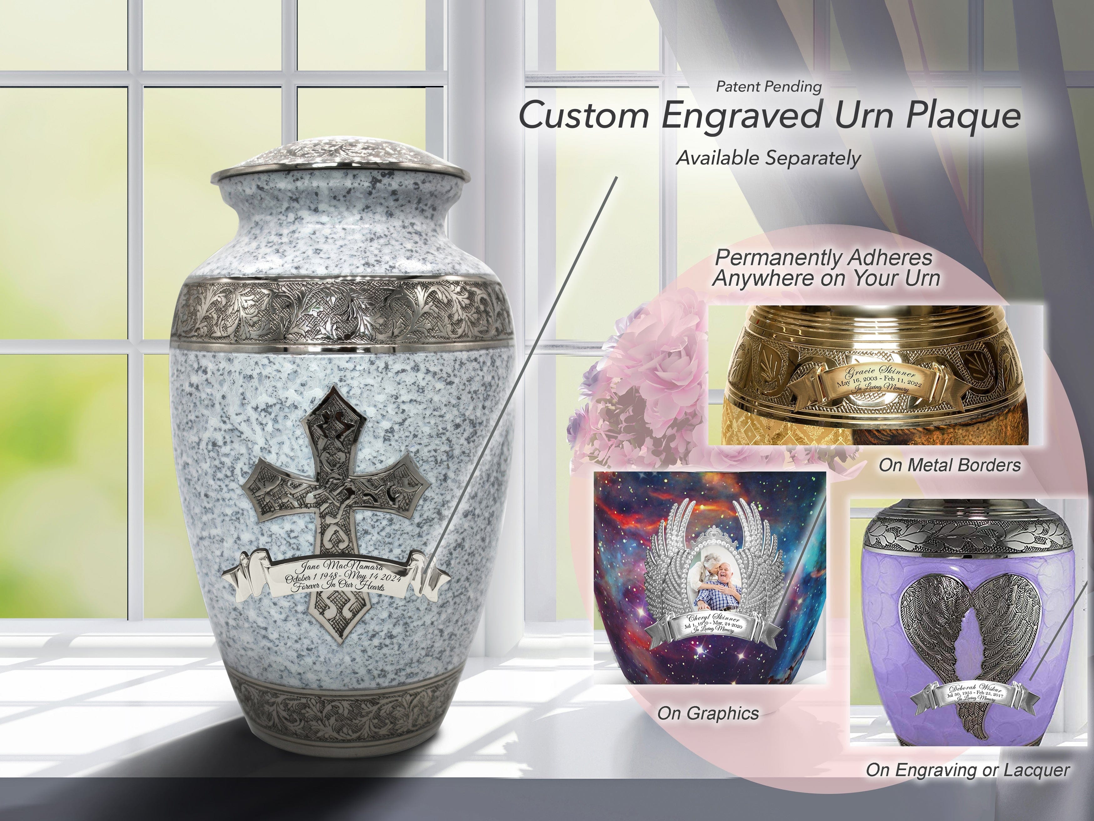 Love of Christ White Cross Cremation Urns for Human Ashes - Large Adult Funeral Urn