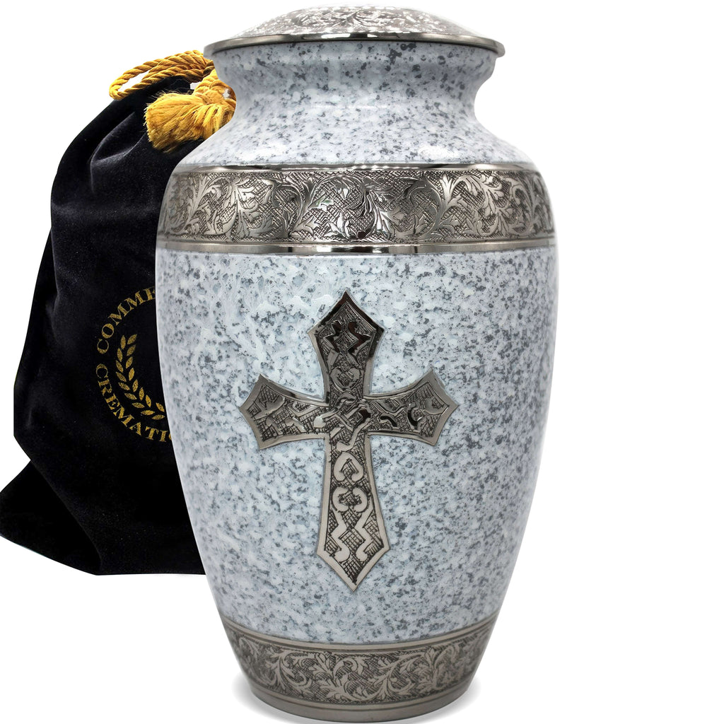 Love of Christ White Cross Cremation Urns for Human Ashes - Large Adult Funeral Urn