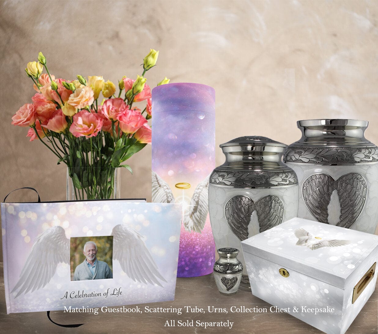 White Loving Angel Extra Large Urn or Companion Urn – Extra Large Urns for Human Ashes | XL Urn & XXL Urn