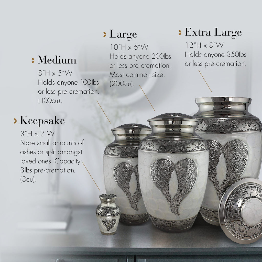 White Loving Angel Extra Large Urn or Companion Urn – Extra Large Urns for Human Ashes | XL Urn & XXL Urn
