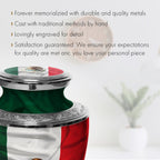 Mexican Flag Cremation Urns for Human Ashes - Large Adult Funeral Urn