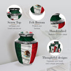 Mexican Flag Cremation Urns for Human Ashes - Large Adult Funeral Urn