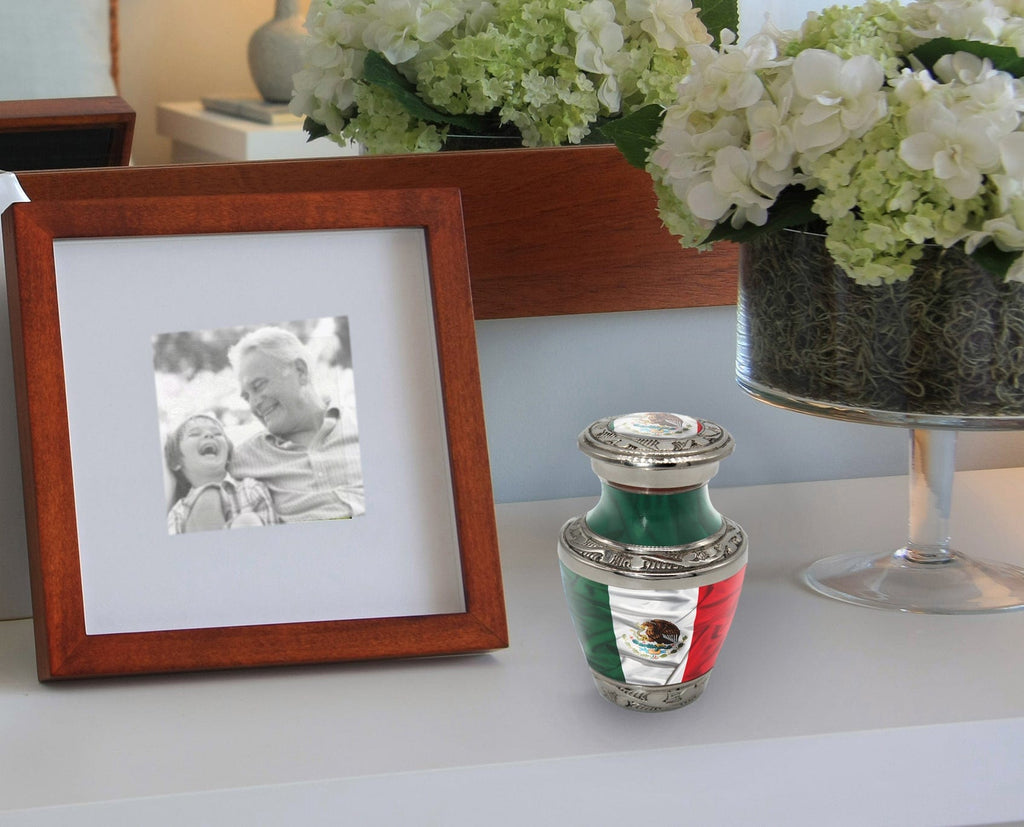 Mexican Flag Cremation Urns for Human Ashes - Large Adult Funeral Urn