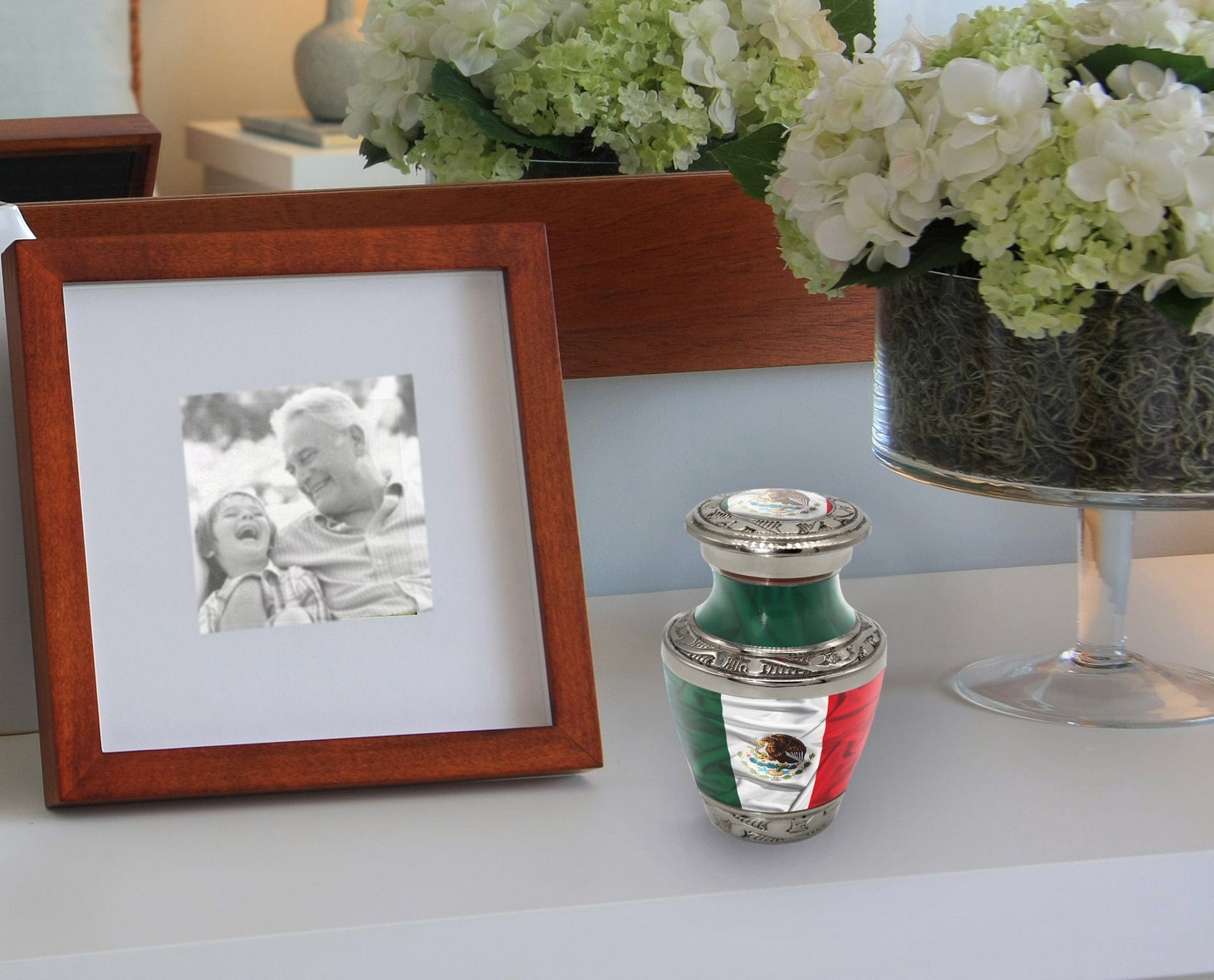 Mexican Flag Cremation Urns for Human Ashes - Large Adult Funeral Urn