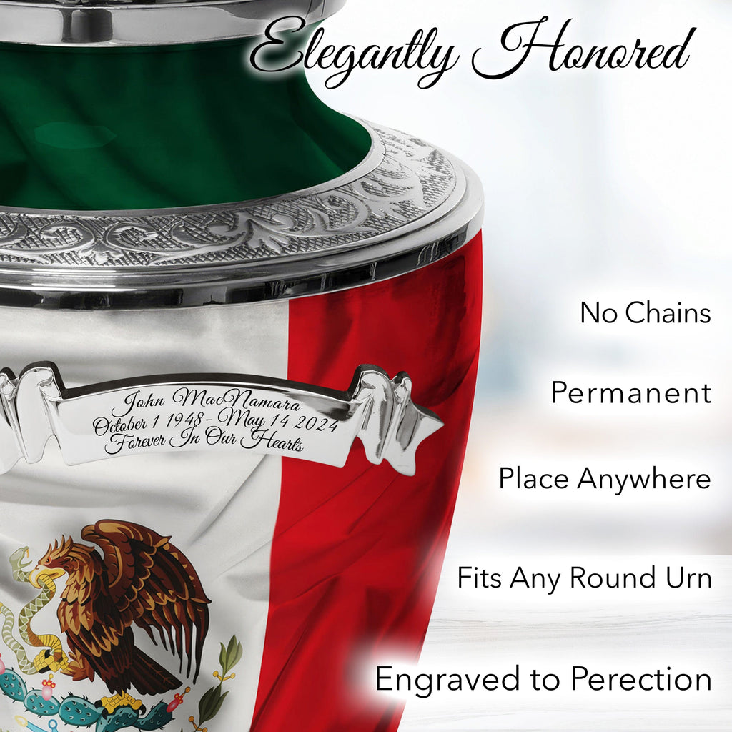 Mexican Flag Cremation Urns for Human Ashes - Large Adult Funeral Urn