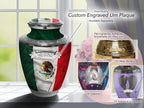 Mexican Flag Cremation Urns for Human Ashes - Large Adult Funeral Urn