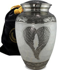 White Loving Angel Extra Large Urn or Companion Urn – Extra Large Urns for Human Ashes | XL Urn & XXL Urn