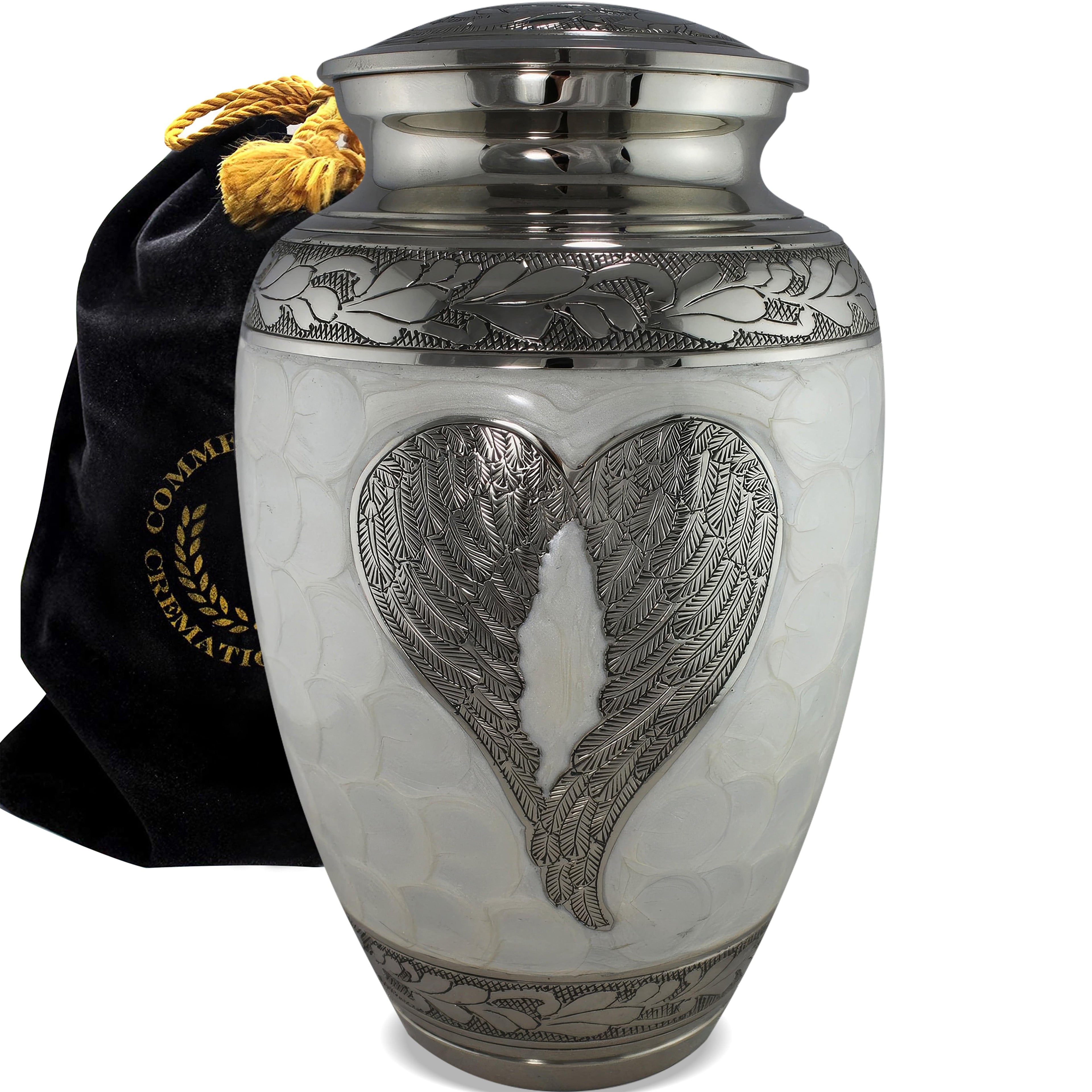 White Loving Angel Extra Large Urn or Companion Urn – Extra Large Urns for Human Ashes | XL Urn & XXL Urn