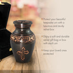 Bronze Cross Cremation Urns for Human Ashes - Large Adult Funeral Urn