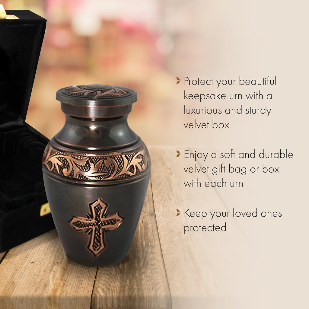 Bronze Cross Keepsake Urns – Tiny, Small & Mini Keepsake Urns for Ashes | Cremation Keepsakes