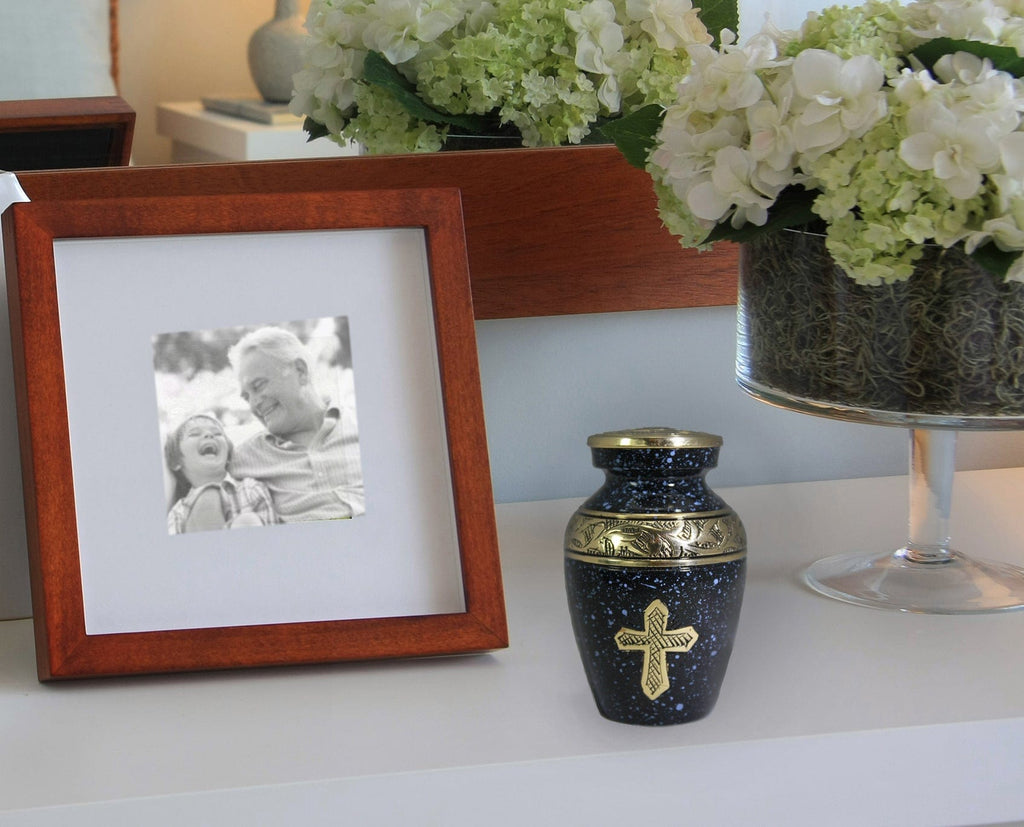 Love of Christ Black Cross Cremation Urns for Human Ashes - Large Adult Funeral Urn