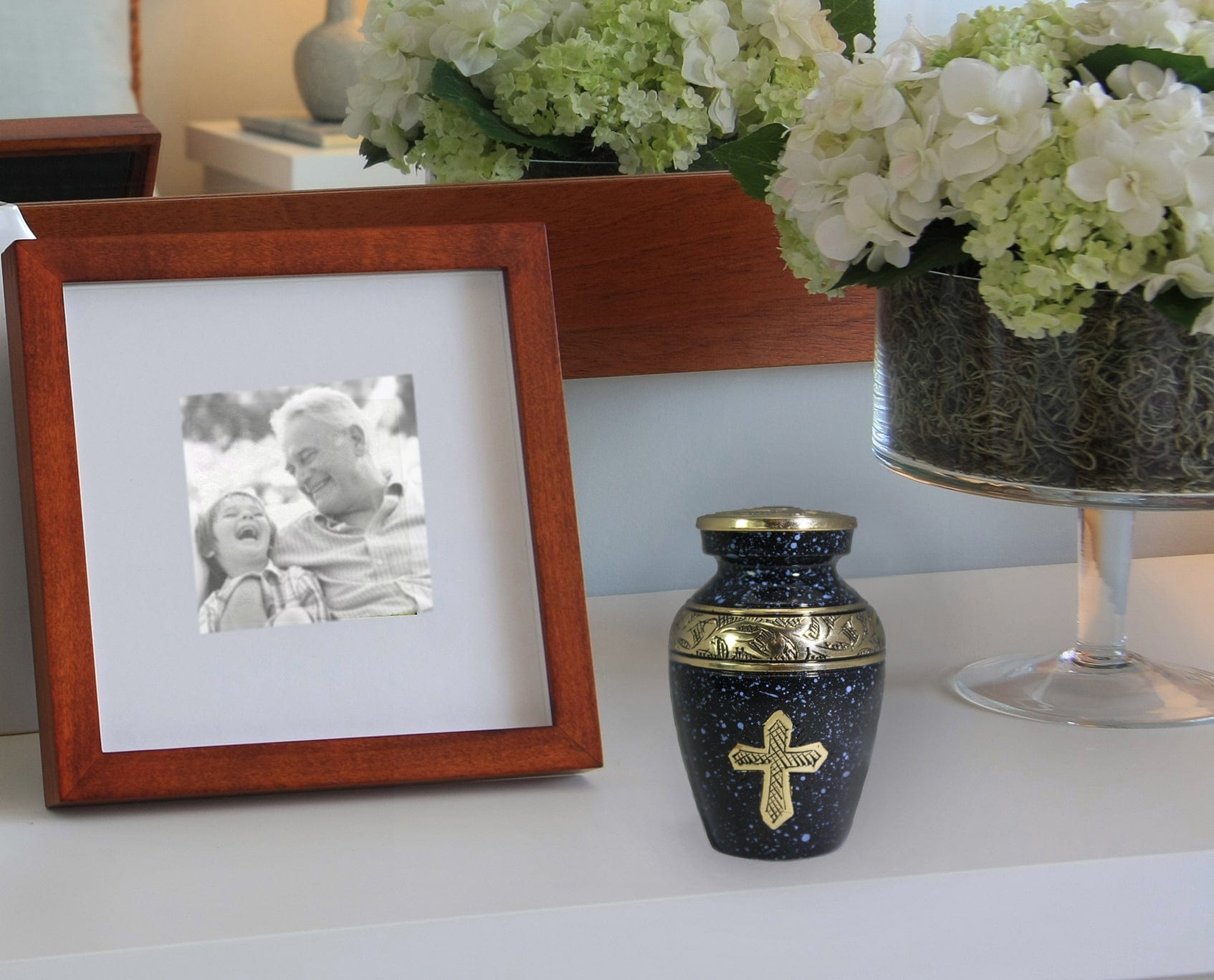 Love of Christ Black Cross Cremation Urns for Human Ashes - Large Adult Funeral Urn
