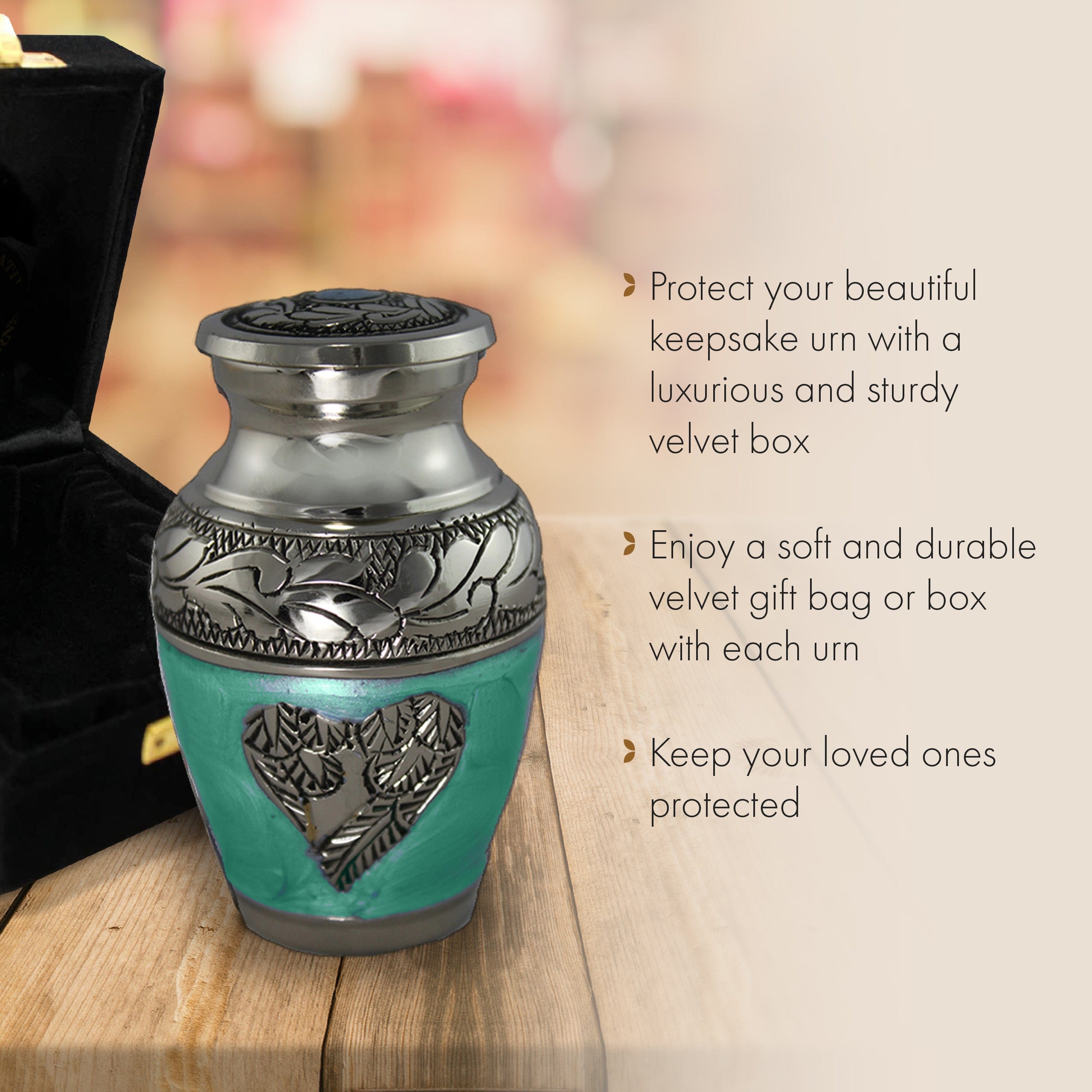 Green Loving Angel Keepsake Urns – Tiny, Small & Mini Keepsake Urns for Ashes | Cremation Keepsakes