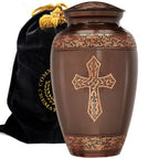 Bronze Cross Cremation Urns for Human Ashes - Large Adult Funeral Urn