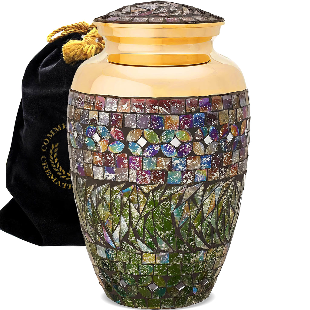 Gold Cracked Glass Cremation Urns for Human Ashes - Large Adult Funeral Urn