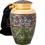 Gold Cracked Glass Cremation Urns for Human Ashes - Large Adult Funeral Urn