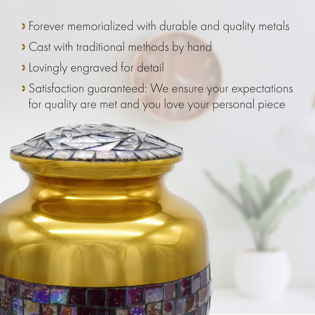 Gold Cracked Glass Cremation Urns for Human Ashes - Large Adult Funeral Urn