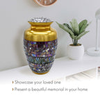 Gold Cracked Glass Cremation Urns for Human Ashes - Large Adult Funeral Urn