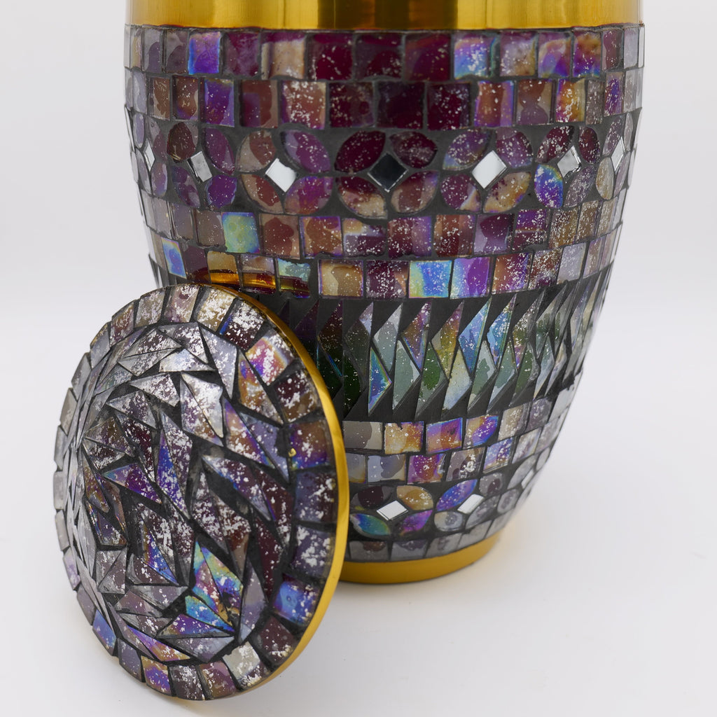 Gold Cracked Glass Cremation Urns for Human Ashes - Large Adult Funeral Urn