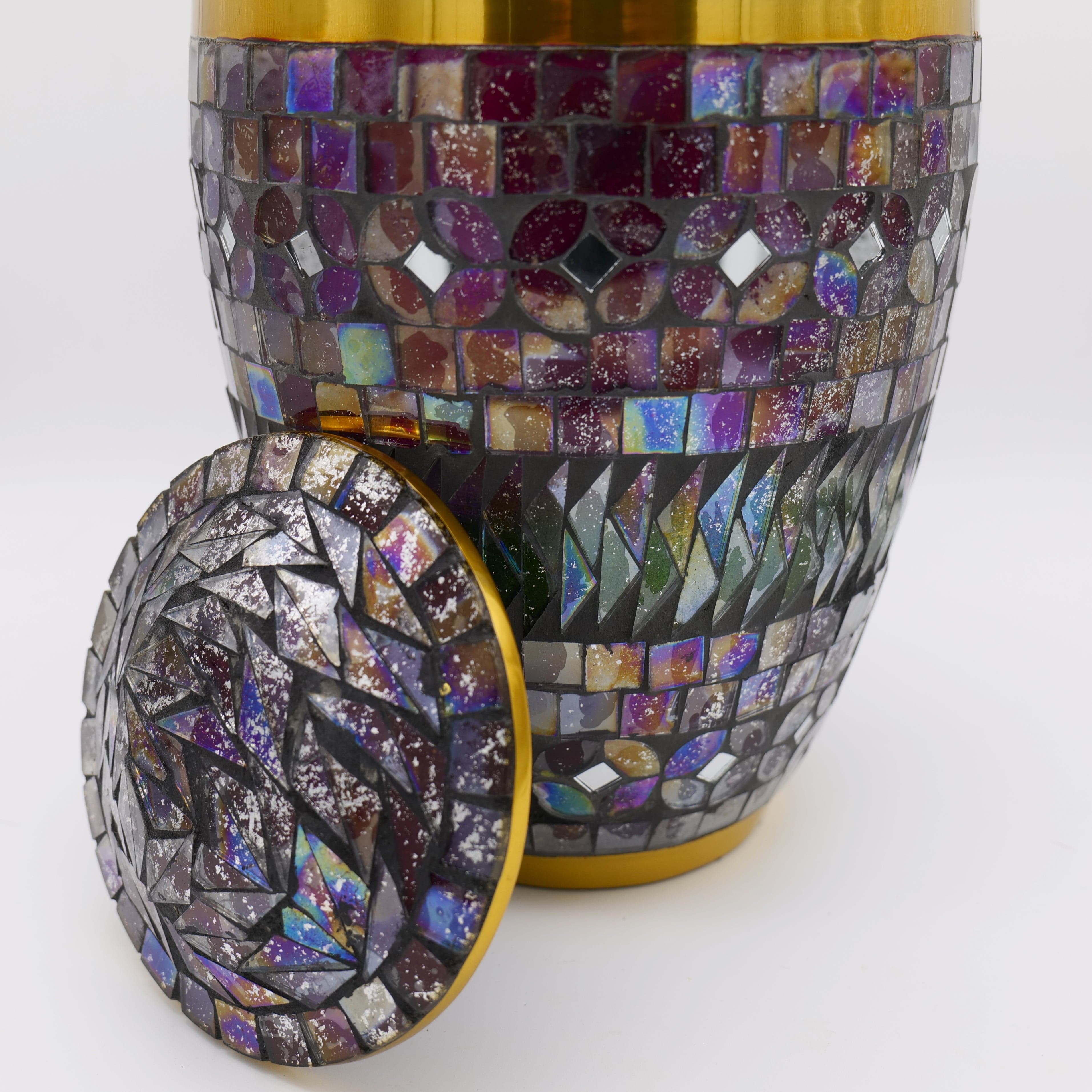Gold Cracked Glass Cremation Urns for Human Ashes - Large Adult Funeral Urn