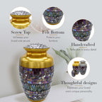 Gold Cracked Glass Cremation Urns for Human Ashes - Large Adult Funeral Urn