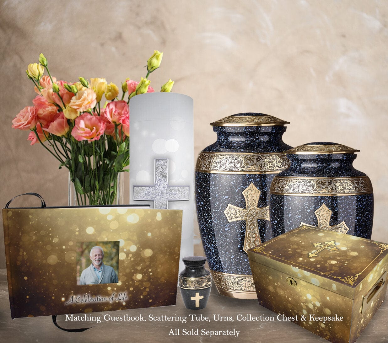 Love of Christ Black Cross Cremation Urns for Human Ashes - Large Adult Funeral Urn