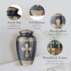 Love of Christ Black Cross Cremation Urns for Human Ashes - Large Adult Funeral Urn