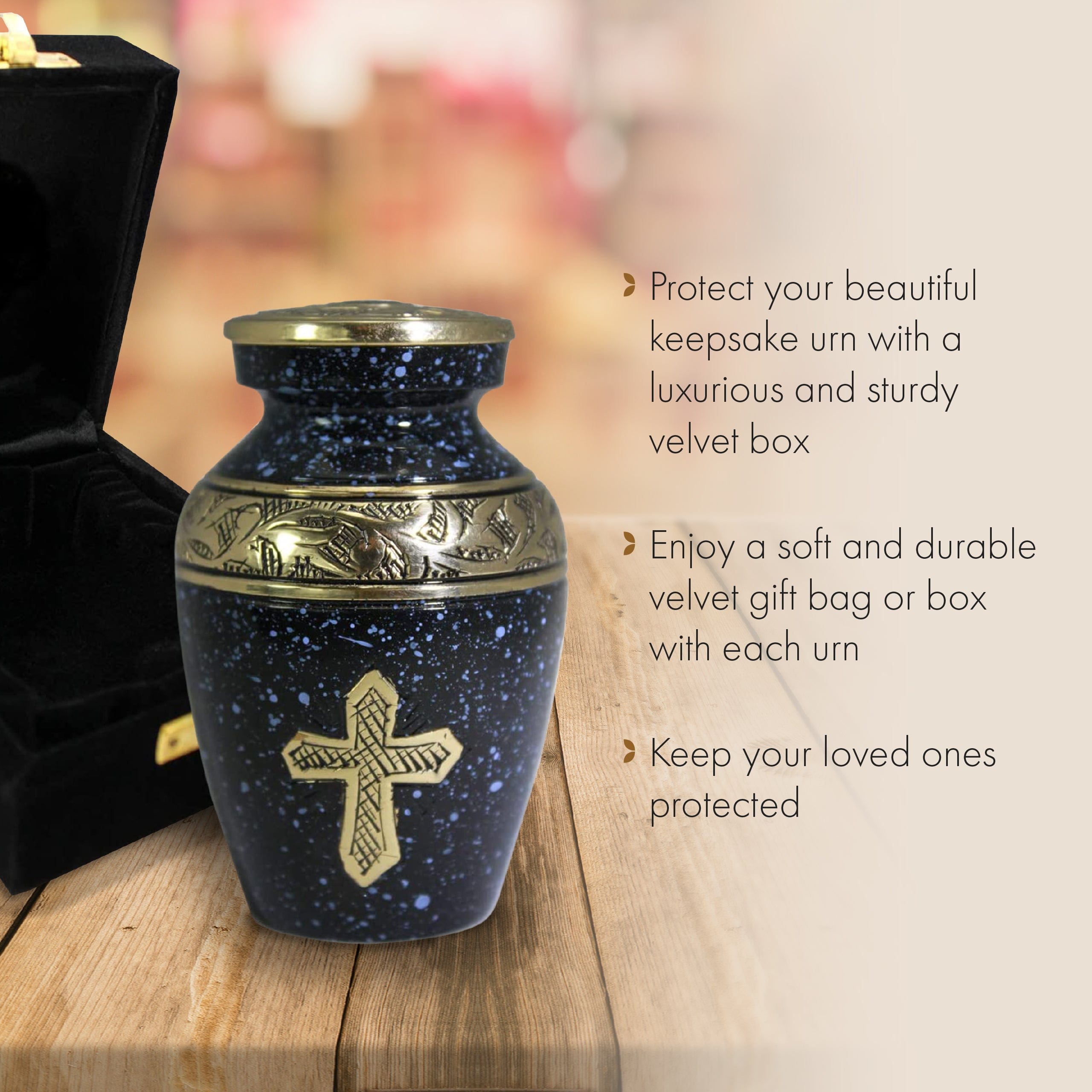 Love of Christ Black Cross Cremation Urns for Human Ashes - Large Adult Funeral Urn