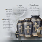 Love of Christ Black Cross Cremation Urns for Human Ashes - Large Adult Funeral Urn