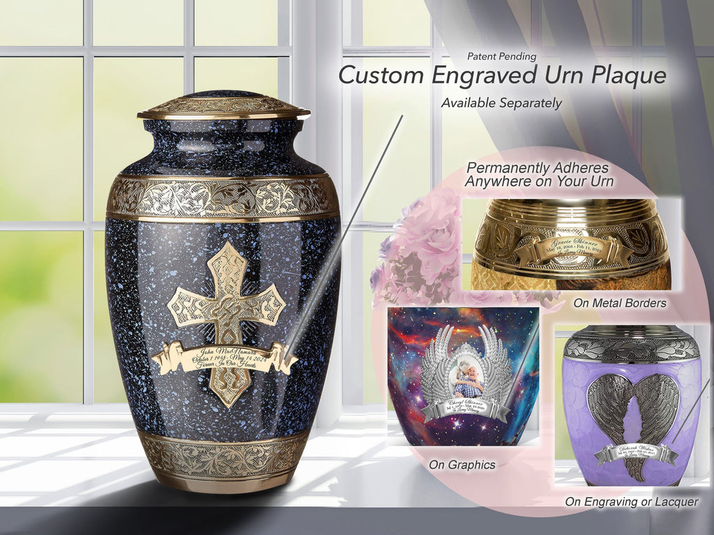 Love of Christ Black Cross Cremation Urns for Human Ashes - Large Adult Funeral Urn