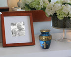 Love of Christ Mediterranean Blue Cross Keepsake Urns – Tiny, Small & Mini Keepsake Urns for Ashes | Cremation Keepsakes