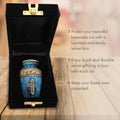 Love of Christ Mediterranean Blue Cross Keepsake Urns – Tiny, Small & Mini Keepsake Urns for Ashes | Cremation Keepsakes