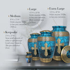Love of Christ Mediterranean Blue Cross Keepsake Urns – Tiny, Small & Mini Keepsake Urns for Ashes | Cremation Keepsakes