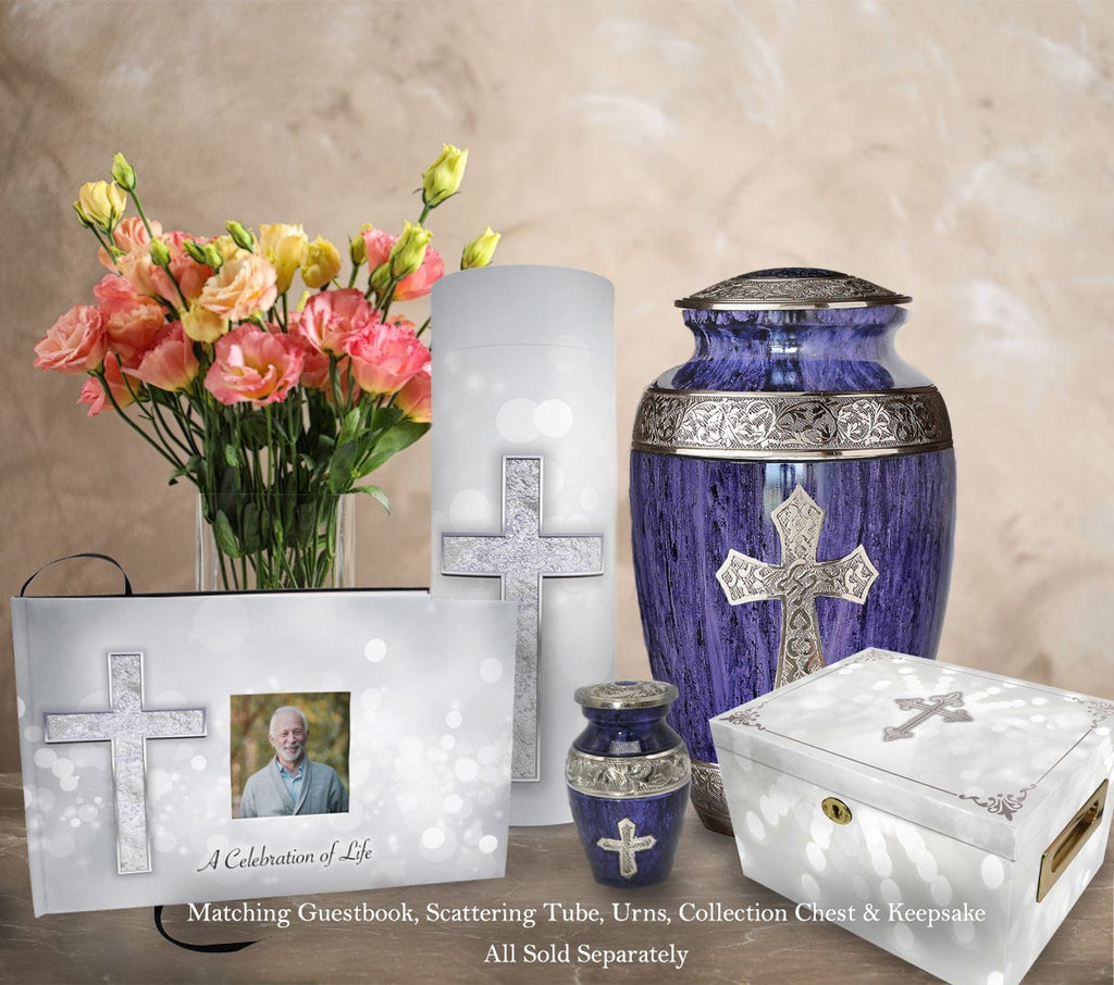 Love of Christ Purple Cross Keepsake Urns – Tiny, Small & Mini Keepsake Urns for Ashes | Cremation Keepsakes