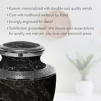 Marble Elegance Black Extra Large Urn or Companion Urn – Extra Large Urns for Human Ashes | XL Urn & XXL Urn