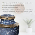 Marble Elegance Blue Cremation Urns for Human Ashes - Large Adult Funeral Urn
