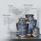 Marble Elegance Blue Cremation Urns for Human Ashes - Large Adult Funeral Urn