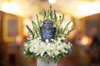 Marble Elegance Blue Cremation Urns for Human Ashes - Large Adult Funeral Urn