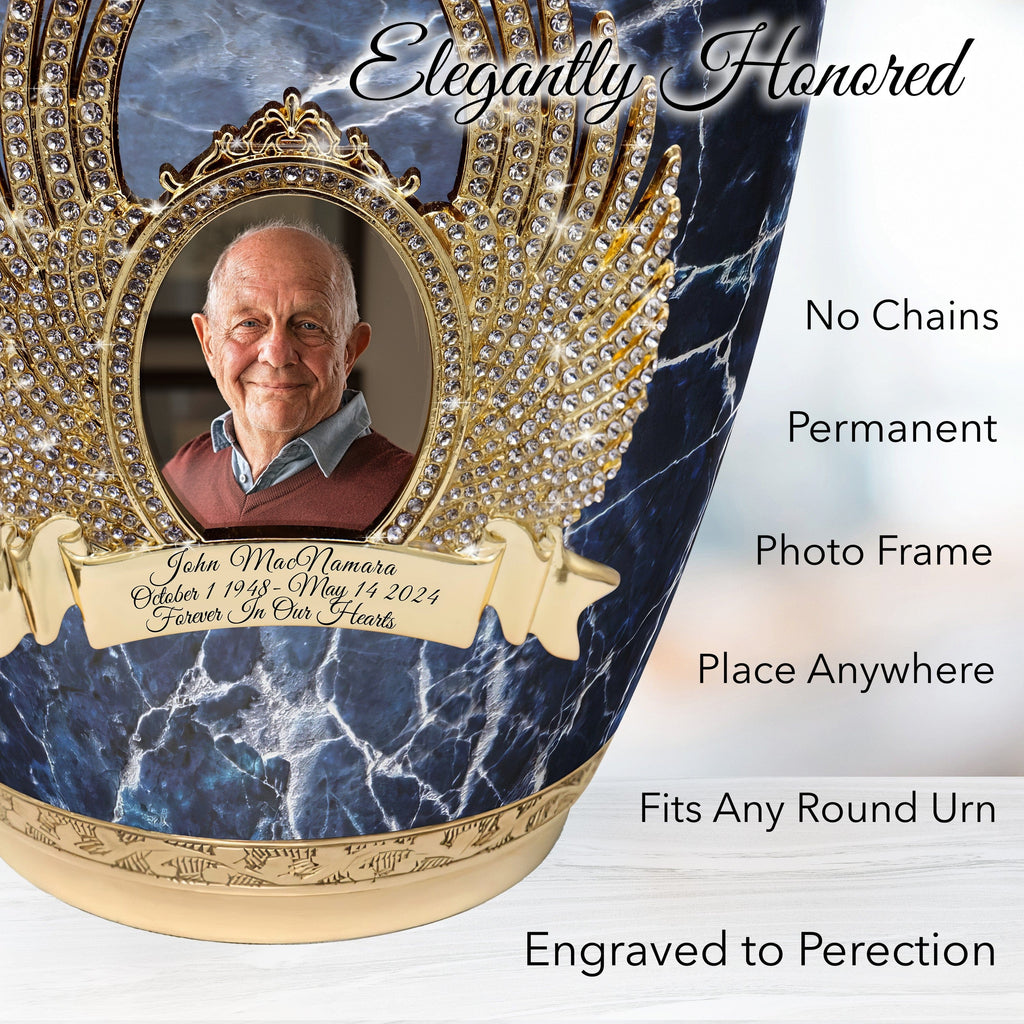 Marble Elegance Blue Cremation Urns for Human Ashes - Large Adult Funeral Urn