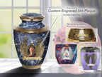 Marble Elegance Blue Cremation Urns for Human Ashes - Large Adult Funeral Urn
