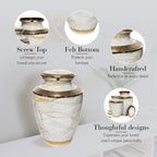 Marble Elegance White Extra Large Urn or Companion Urn – Extra Large Urns for Human Ashes | XL Urn & XXL Urn