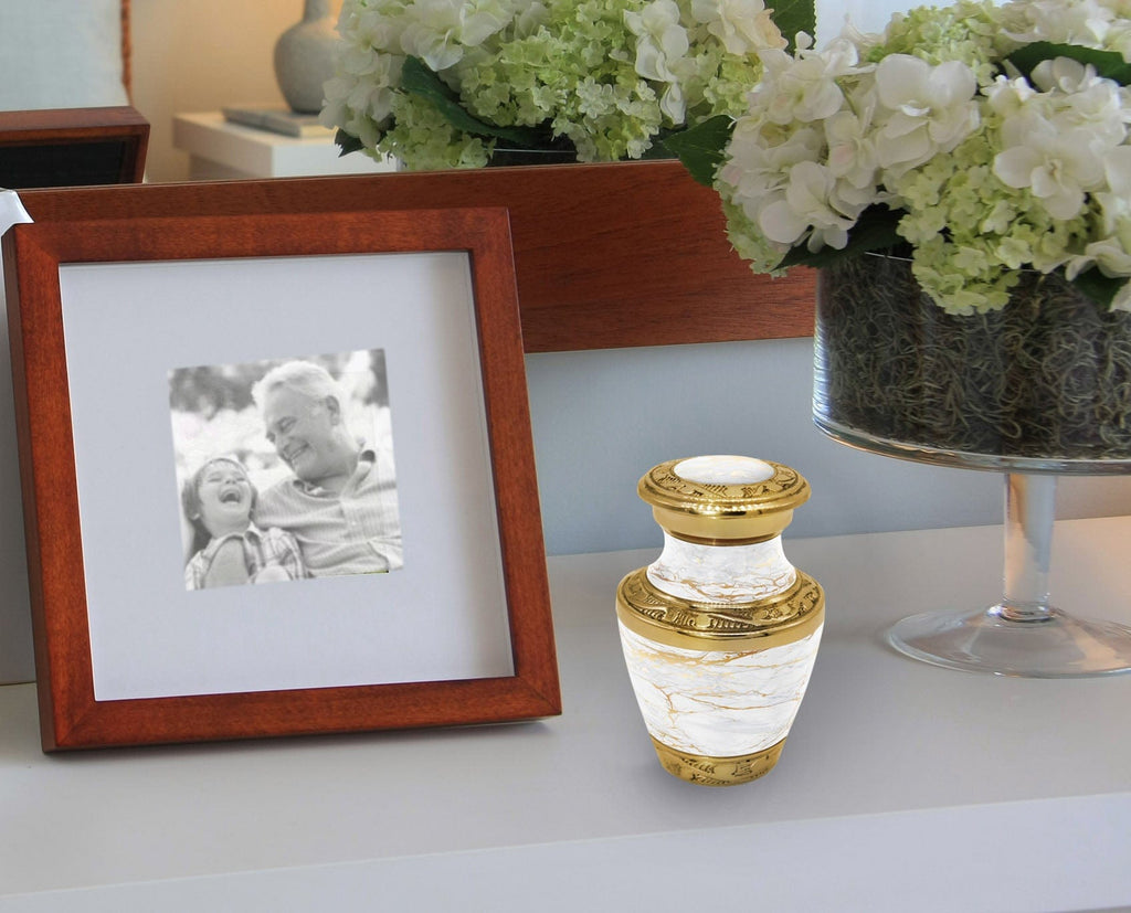 Marble Elegance White Extra Large Urn or Companion Urn – Extra Large Urns for Human Ashes | XL Urn & XXL Urn