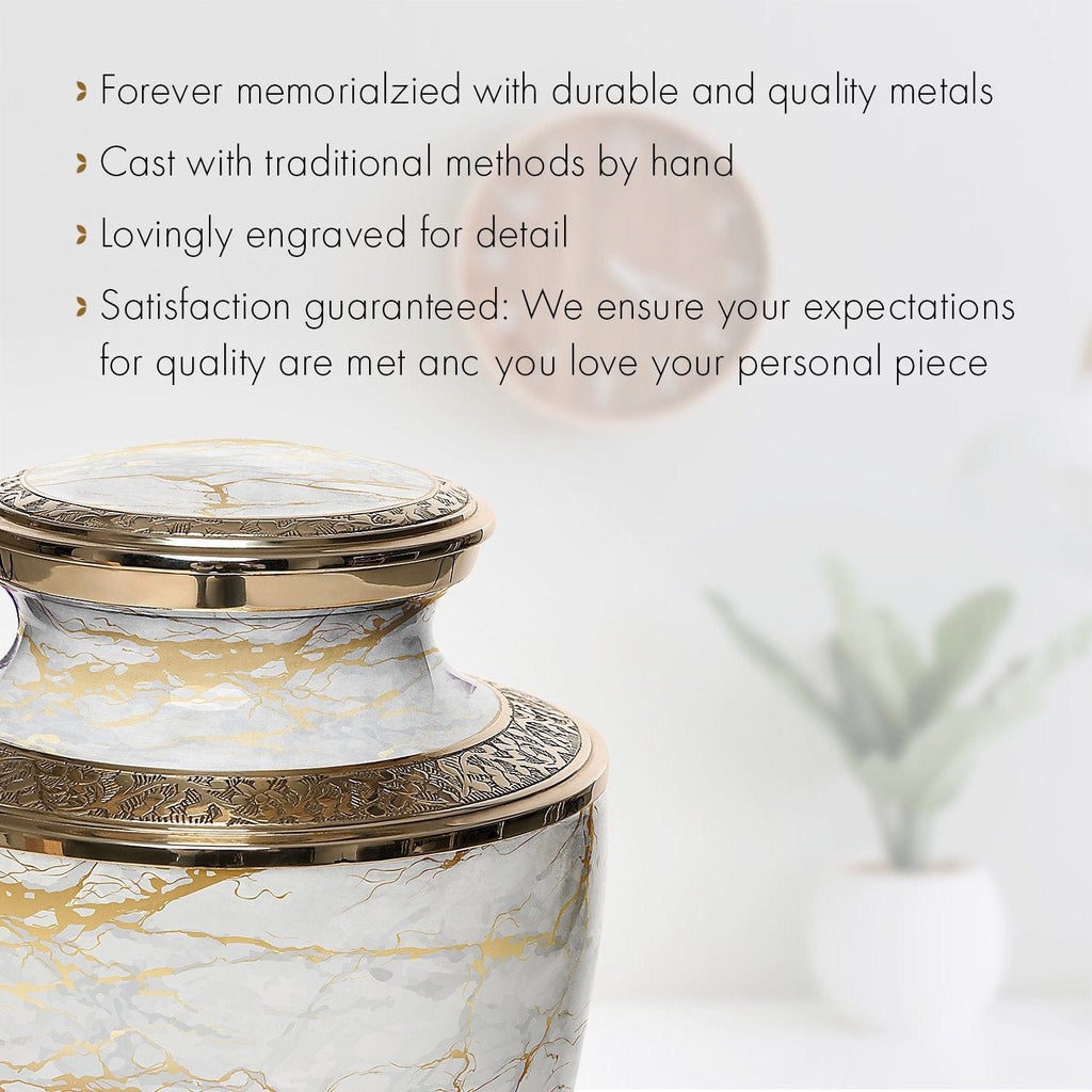 Marble Elegance White Extra Large Urn or Companion Urn – Extra Large Urns for Human Ashes | XL Urn & XXL Urn